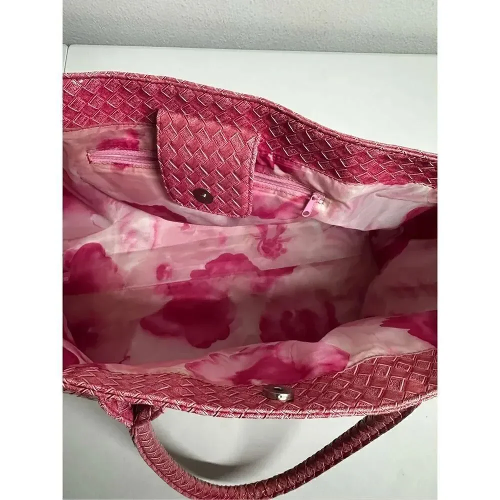 Pink Large Capacity PU Portable Shoulder Bag Tote